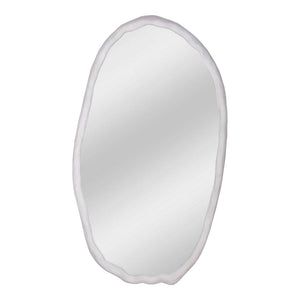 Foundry Oval Mirror White with Aluminum Frame