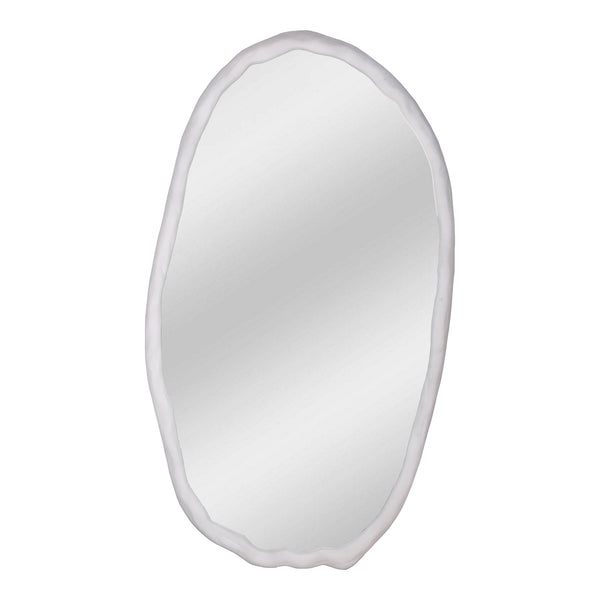 Foundry Oval Mirror White with Aluminum Frame