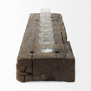 Lakara Reclaimed Wood Eight Tealight Table Candle Hodler