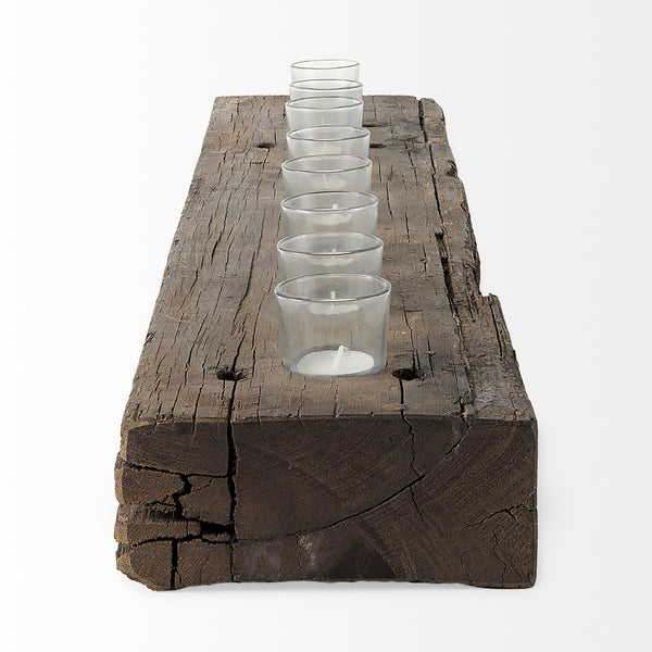 Lakara Reclaimed Wood Eight Tealight Table Candle Hodler