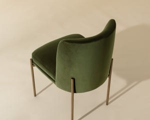 RICHIE DINING CHAIR - ANTIQUE BRASS - FOREST GREEN