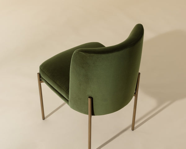 RICHIE DINING CHAIR - ANTIQUE BRASS - FOREST GREEN