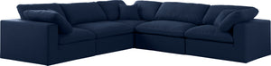 Carmen Cloud Modular Sectional In Navy Linen Fabric