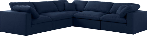 Carmen Cloud Modular Sectional In Navy Linen Fabric