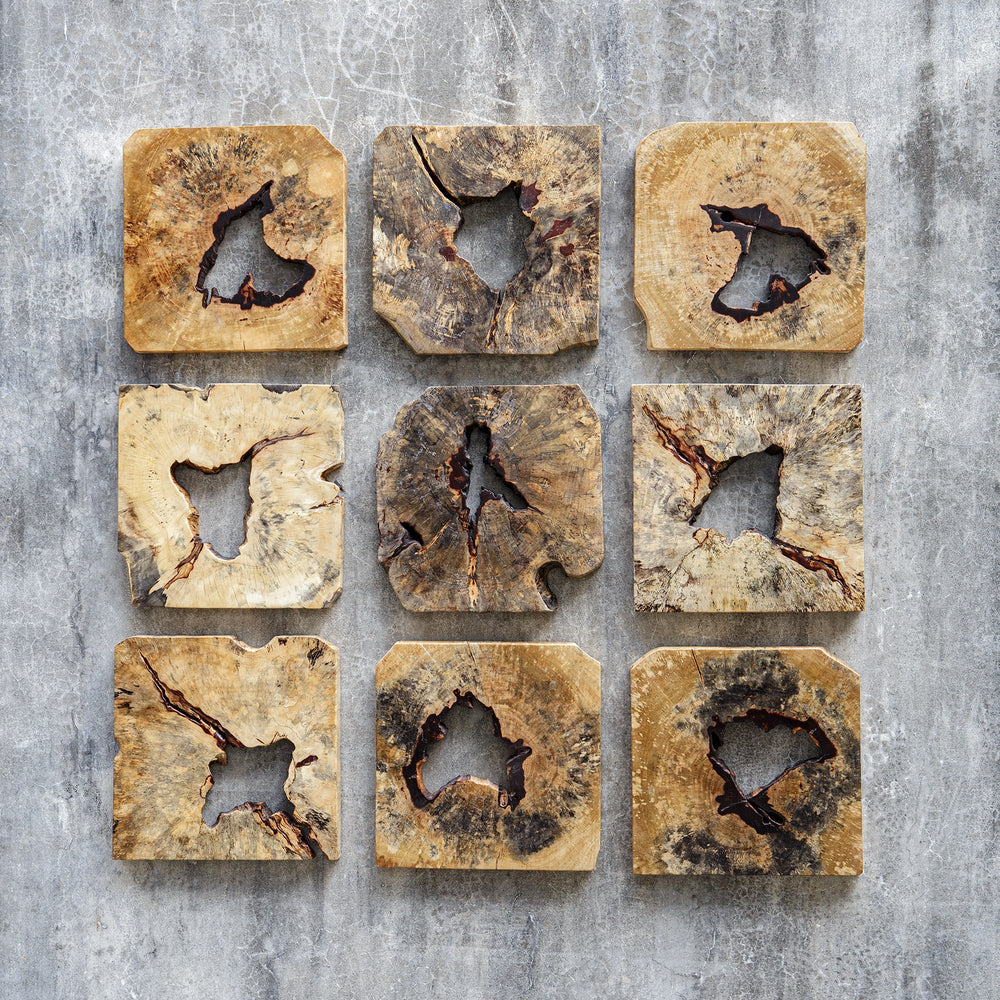 Bahati Wood Wall Décor In Natural, S/9