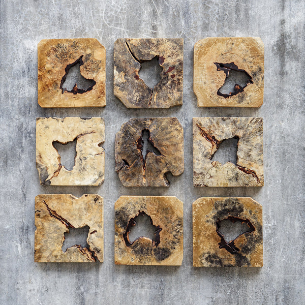 Bahati Wood Wall Décor In Natural, S/9