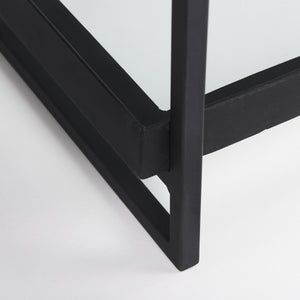 Trey 72.0"L x 16.0"W x 30.0"H Black Metal W/Glass Console Table