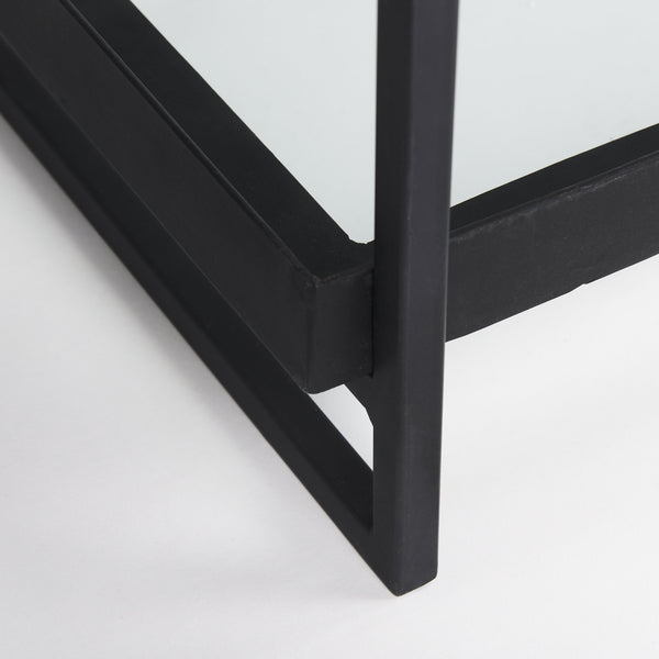 Trey 72.0"L x 16.0"W x 30.0"H Black Metal W/Glass Console Table