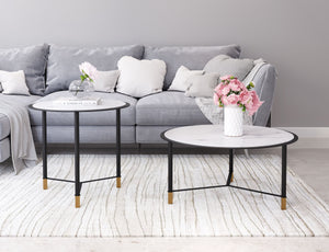 Set of 2 Davis Coffee Tables White & Black