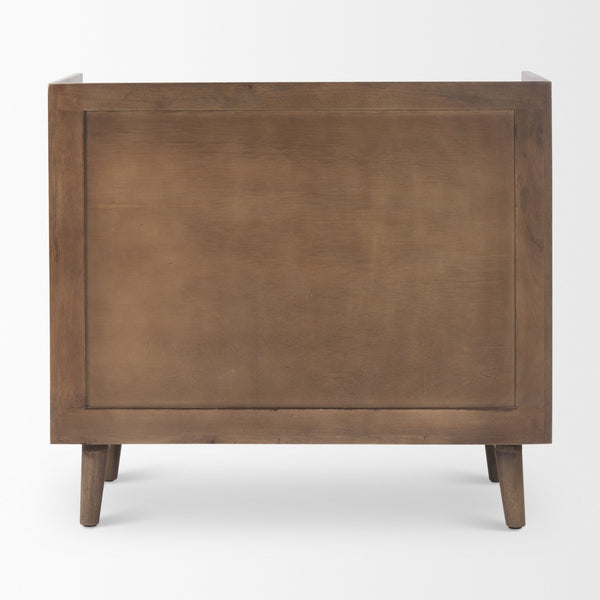 Lillie 36.0L x 16.0W x 32.0H Medium Brown Wood 2 Door Tray Top Accent Cabinet