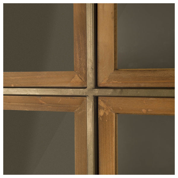 Pandora I 74" H Brown Wood and Metal Glass Door Display Cabinet
