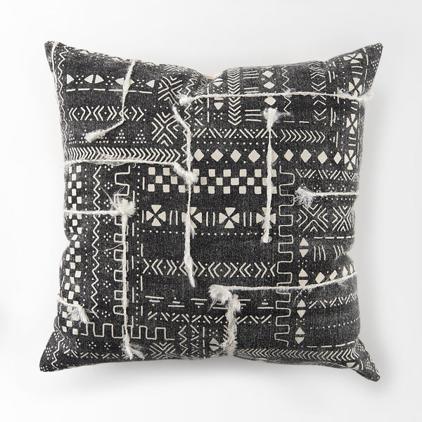 Bethune 18 x 18 Black And White Embroidered Pattern Decorative Pillow Cover