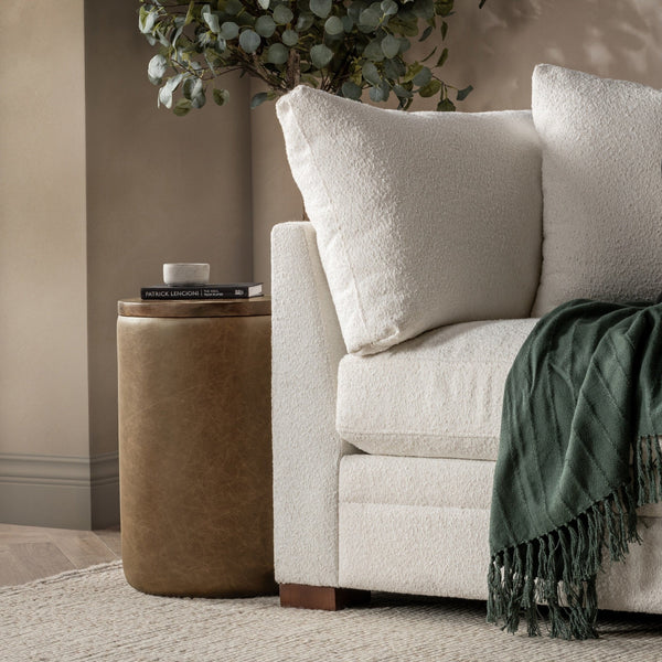 Andra Leather Round Accent Table - Sedona Brown