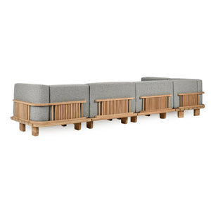 Hudson Outdoor 6pc Sectional in Natural/Gray
