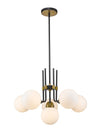 Parsons 6 Light Chandelier in Matte Black + Olde Brass Finish