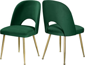 Ramon Dining Chair In Green Velvet