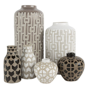Graphic Ceramic Oval Vases