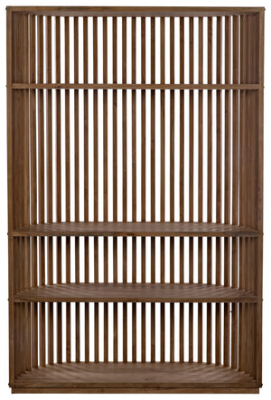 Opal Teak and Veneer Bookcase with Clear Flat Finish