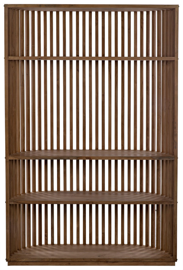 Opal Teak and Veneer Bookcase with Clear Flat Finish