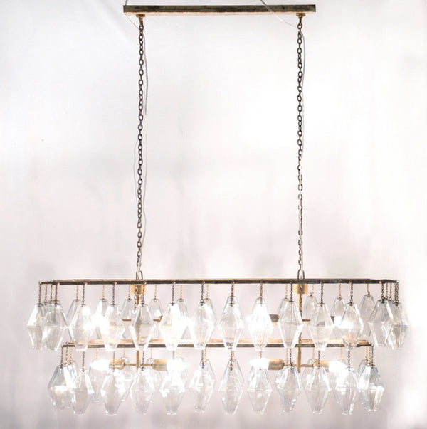 Adeline Rectangular Chandelier-Gold Leaf
