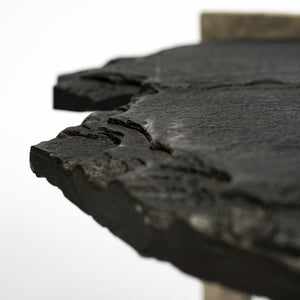 Shale 37" Irregular Live-Edge Black Slate w/Flat Iron Base Coffee Table