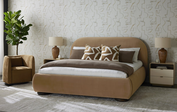 EMILIE SWIVEL LOUNGE CHAIR - NUBUCK CARAMEL LEATHER