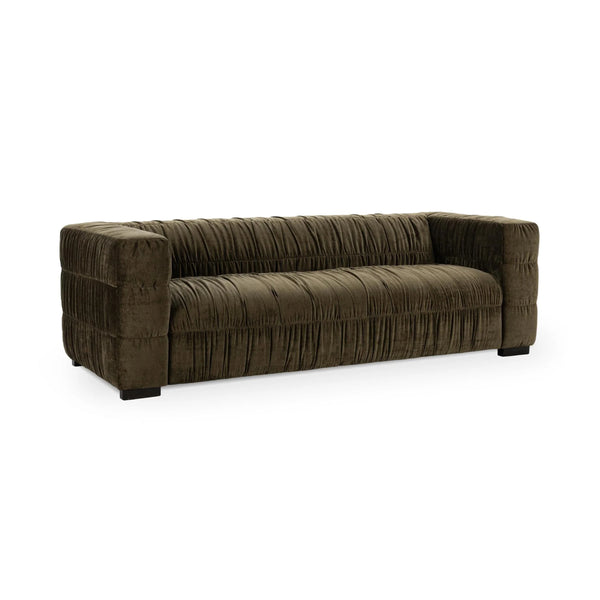 Afeela Upholstered Sofa in Fern Green with Ruched Upholstery