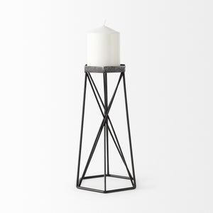 Sixx II Large Antiqued Metal Hexagonal Table Candle Holder