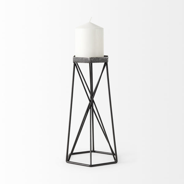 Sixx II Large Antiqued Metal Hexagonal Table Candle Holder