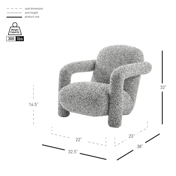 Maverick Boucle Accent Arm Chair, Speckled White 