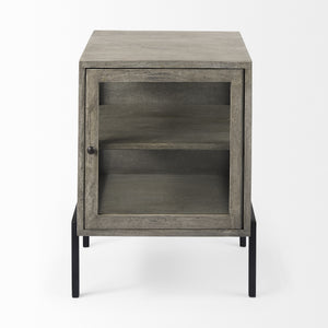 Arelius 20L x 18W x 26H Gray Wood W/ Black Metal Frame End/Side Table