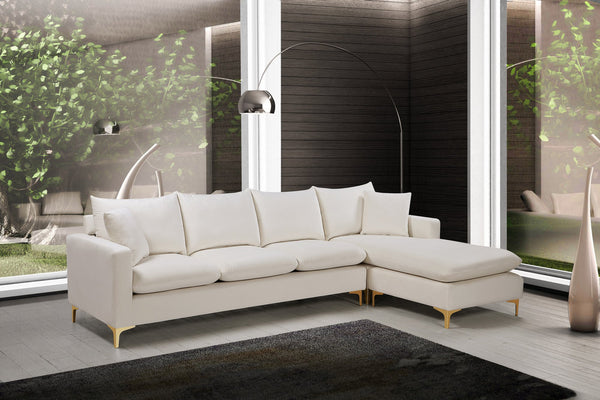 Lucy 2pc. Reversible Sectional In Cream Velvet