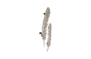 Feathers Wall Art, Silver Leaf, Set of 2