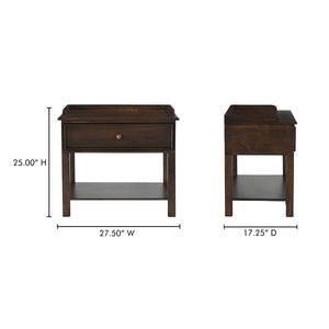 Maeve Nightstand in Dark Brown Mango Wood