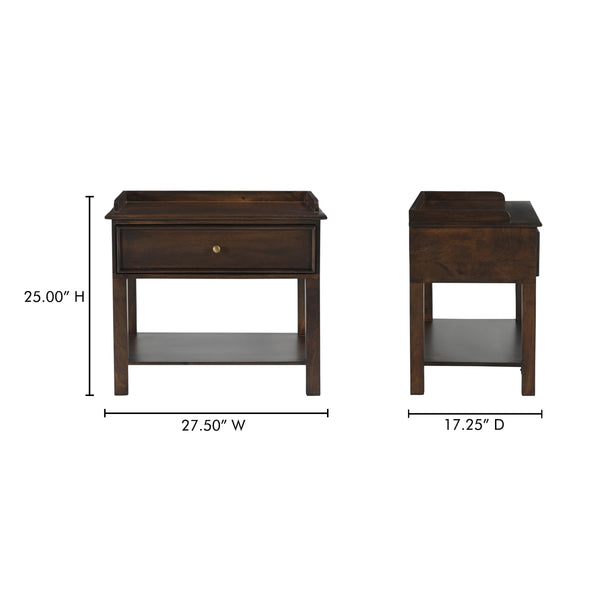 Maeve Nightstand in Dark Brown Mango Wood