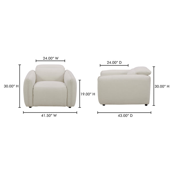 Moe's Eli Power Recliner Chair in Warm White