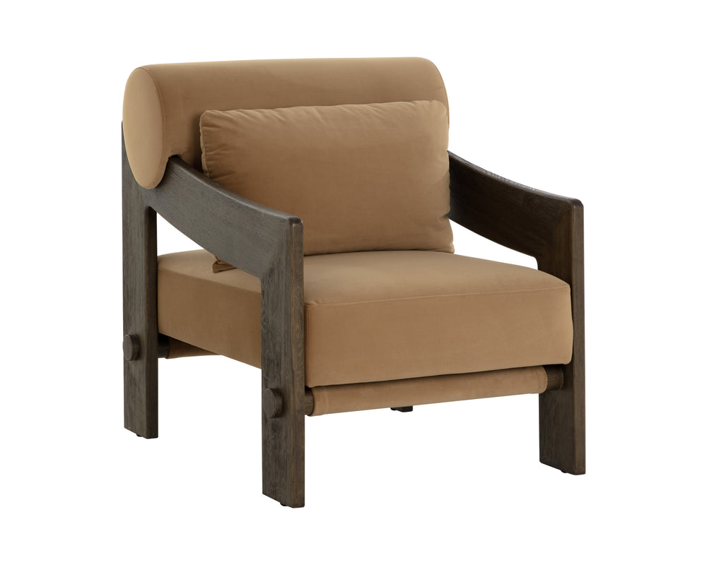 REIZO LOUNGE CHAIR - DISTRESSED BROWN - KONA CAMEL
