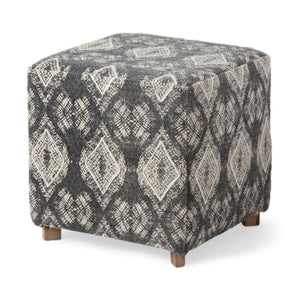 Pallu 18.75"H Dhurrie Cotton Cover w/Four Wooden Legs Ottoman