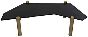 Tabu Ebony Walnut Coffee Table with Antique Brass-Finished Legs