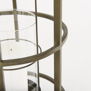 Gerson I Large Cage-Style Gold Metal Candle Holder Lantern