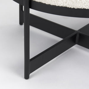 Amelia Cream Boucle W/Black Metal Upholstered Pouf
