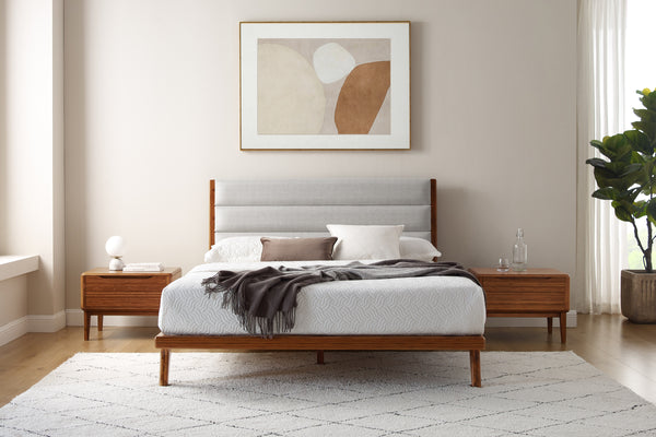 Mercury Upholstered Queen Platform Bed, Amber