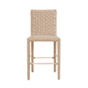 NATURAL ROPE BASKETWEAVE PATTERN COUNTER STOOL WITH ANTIQUE BRASS STRETCHER