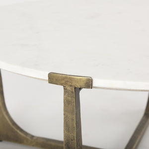 Atticus Marble and Antiqued Gold Metal Coffee Table