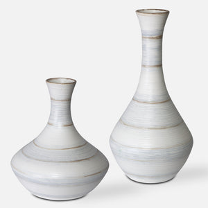 Potter Fluted Striped Vases, S/2