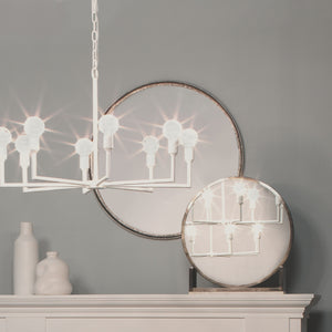 Refined Iron Round Wall Mirror, Silver
