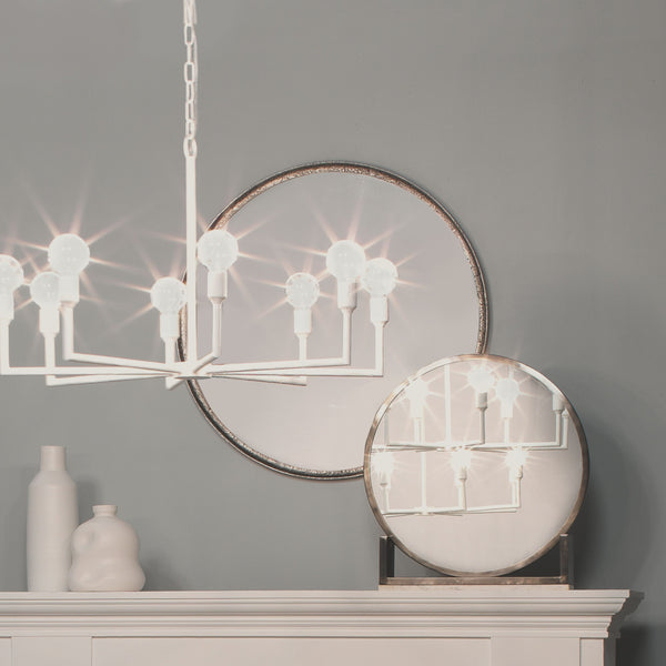 Refined Iron Round Wall Mirror, Silver