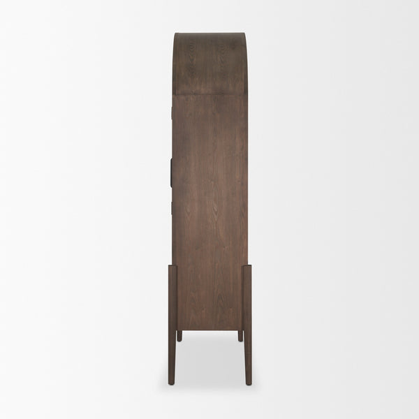 Teva Two Toned Dark w/Light Wood Arched Curio Cabinet