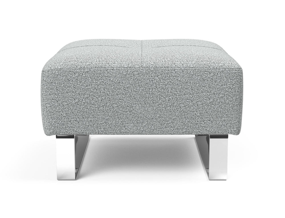 DELUXE EXCESS OTTOMAN in MELANGE LIGHT GREY FABRIC WITH Chrome legs 538