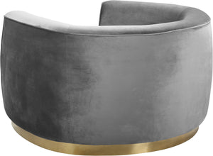 Crystal Chair In Grey Velvet and Gold
